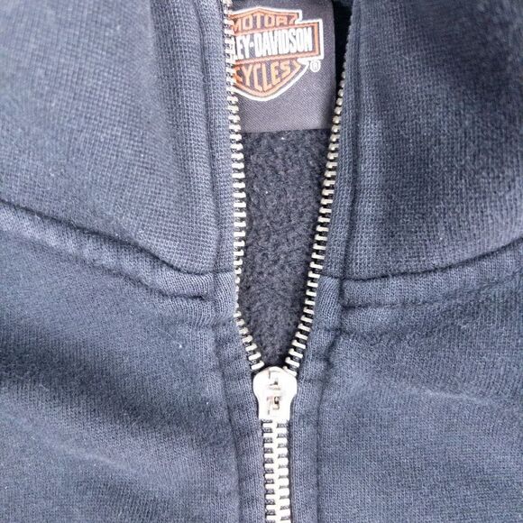 Harley Davidson Women’s Full Zip Jacket L Black Y2K Bossier City LA Faded AOP - Picture 3 of 8